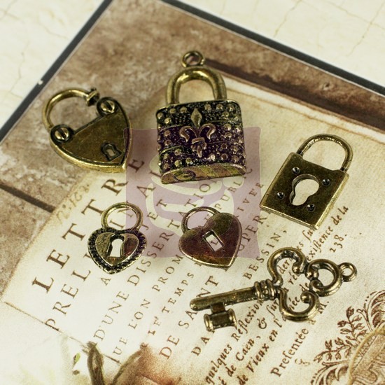 Prima Flowers Vintage Metal Trinkets Keys 11/Pkg