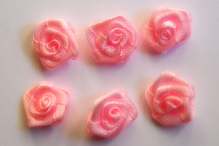 Pink Satin Ribbon Flower Rose 5/8" Pink Satin Ribbon Flower Rose 5/8"