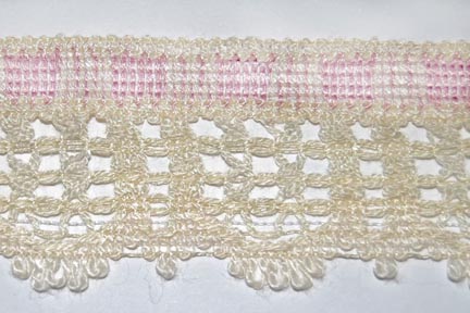 1 1/2" Cream and Pink Cotton Lace