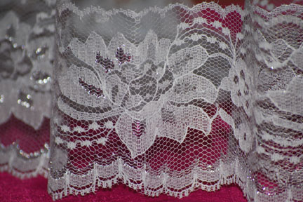 3" White Lace with Silver Details