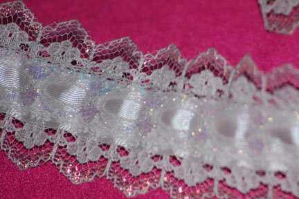 1 1/2" White Iridiscent Lace Beaded