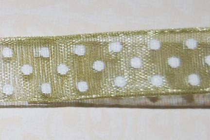 3/8" Moss Green/White Dots Organza